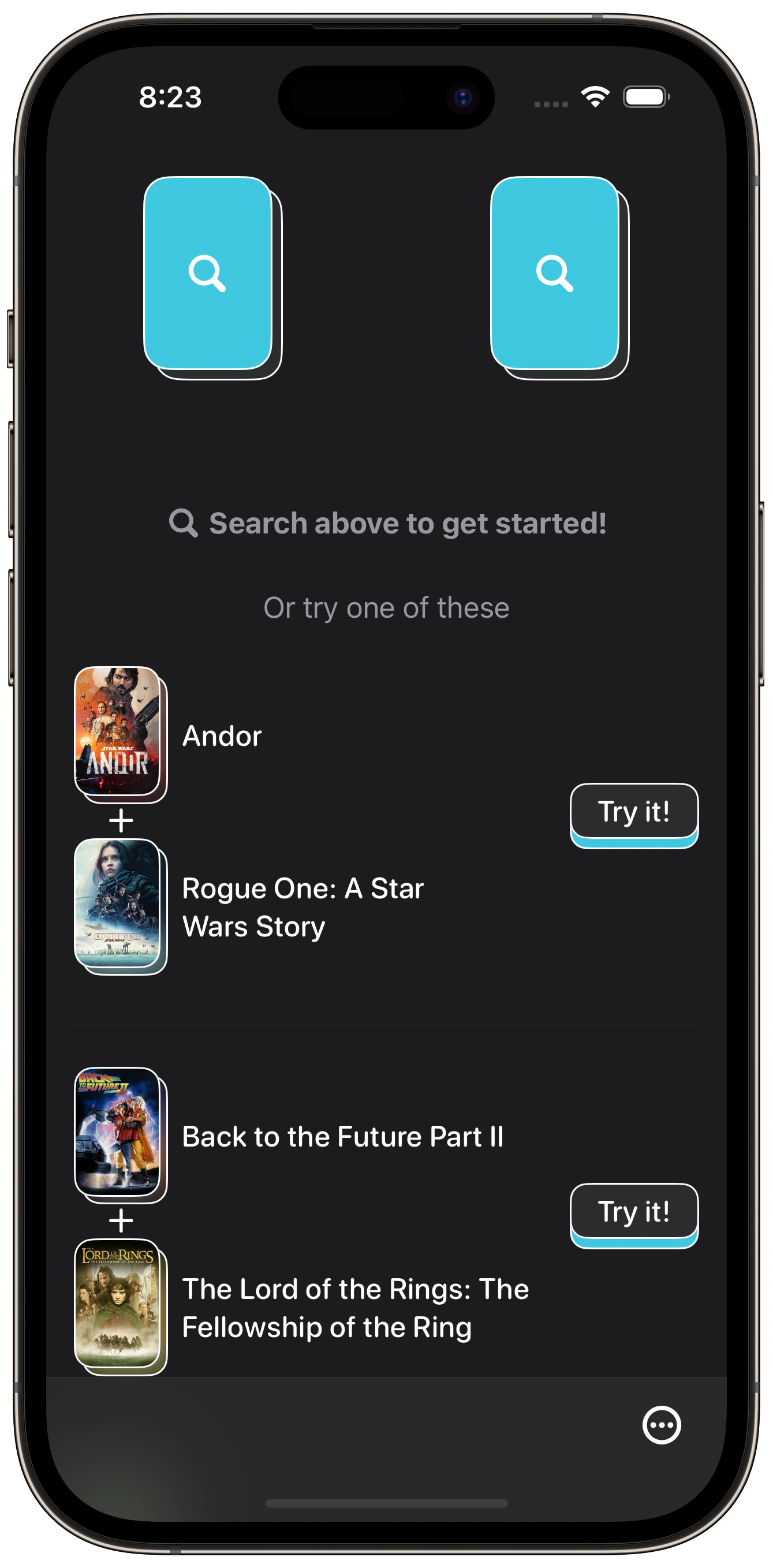 A screenshot of ScreenCred showing the app in light mode, with a dark gray background and thin white borders